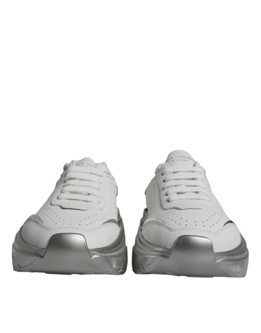 Dolce & Gabbana Silver White Daymaster Low Top Sneakers Shoes - SMARTMARTNZ