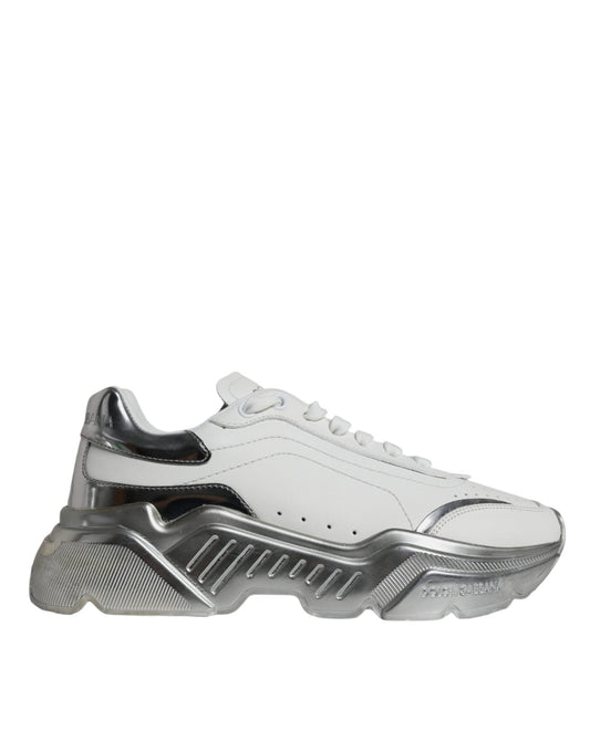 Dolce & Gabbana Silver White Daymaster Low Top Sneakers Shoes - SMARTMARTNZ