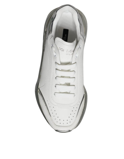 Dolce & Gabbana Silver White Daymaster Low Top Sneakers Shoes - SMARTMARTNZ