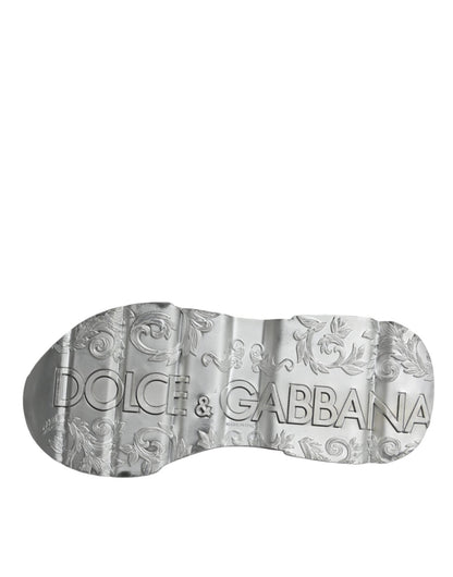 Dolce & Gabbana Silver White Daymaster Low Top Sneakers Shoes - SMARTMARTNZ