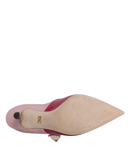 Dolce & Gabbana Two Tone Pink Leather Mary Jane Heels Pumps Shoes - SMARTMARTNZ
