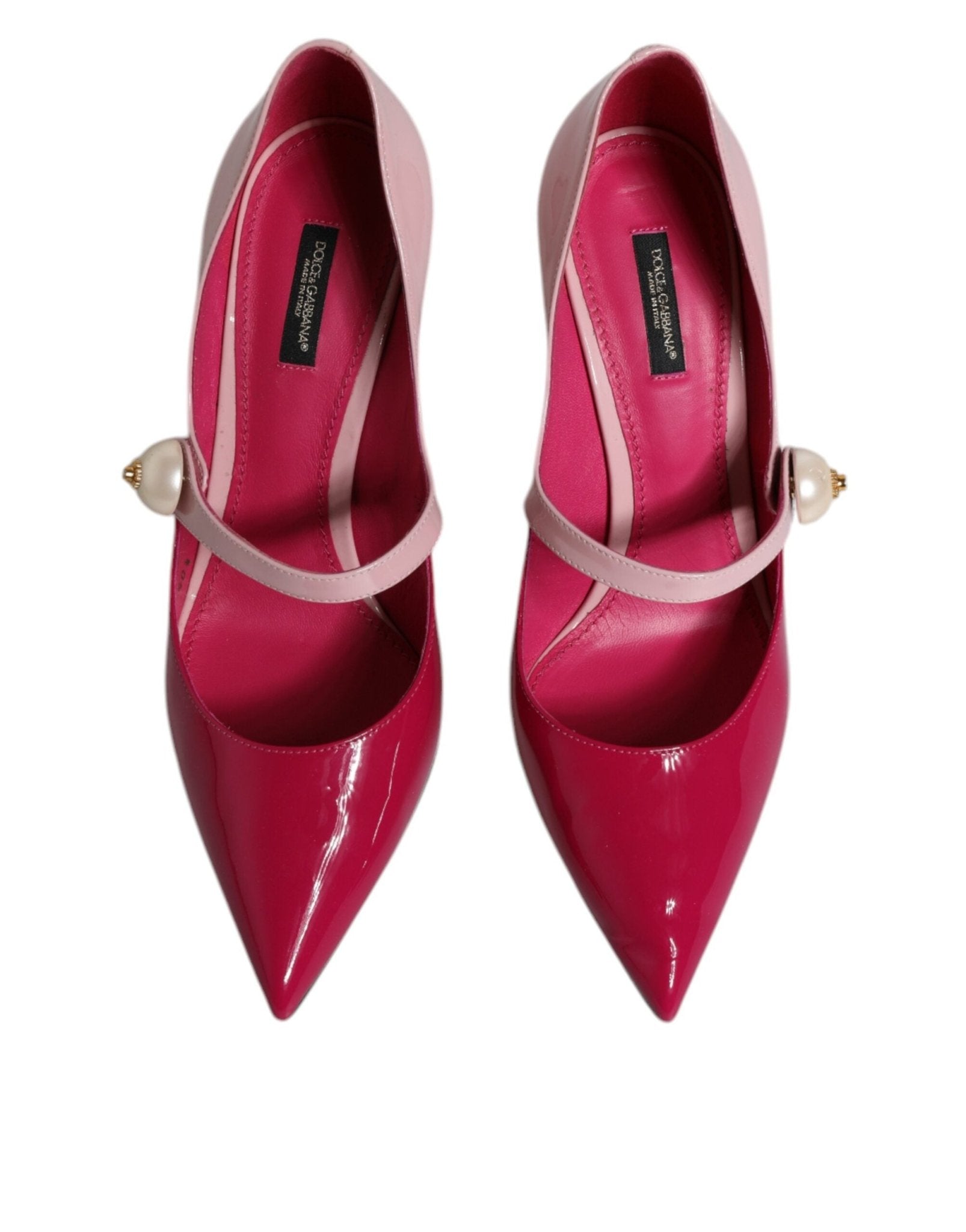 Dolce & Gabbana Two Tone Pink Leather Mary Jane Heels Pumps Shoes - SMARTMARTNZ