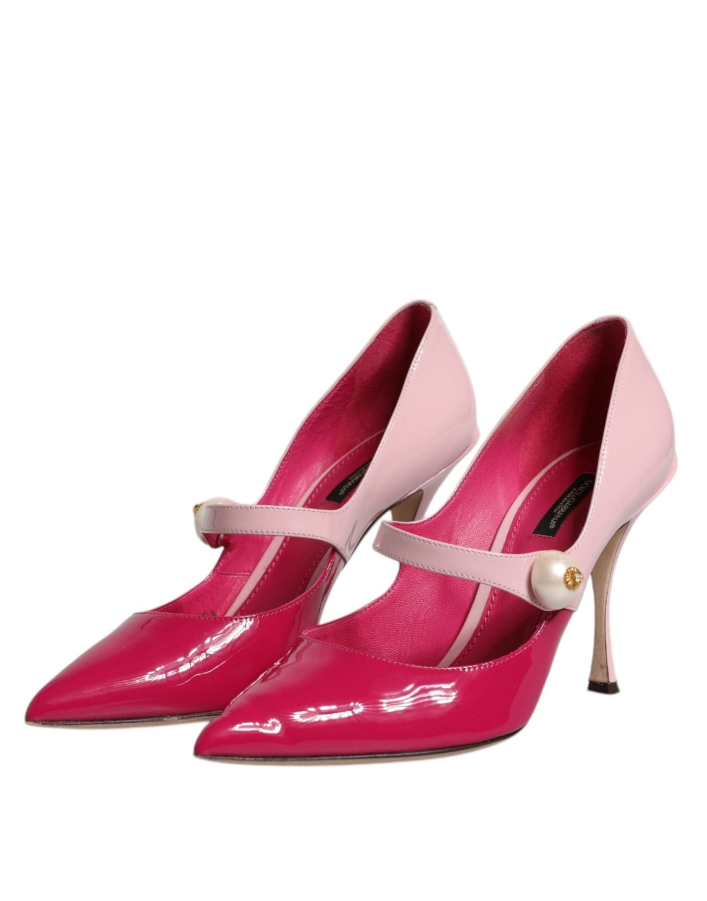 Dolce & Gabbana Two Tone Pink Leather Mary Jane Heels Pumps Shoes - SMARTMARTNZ