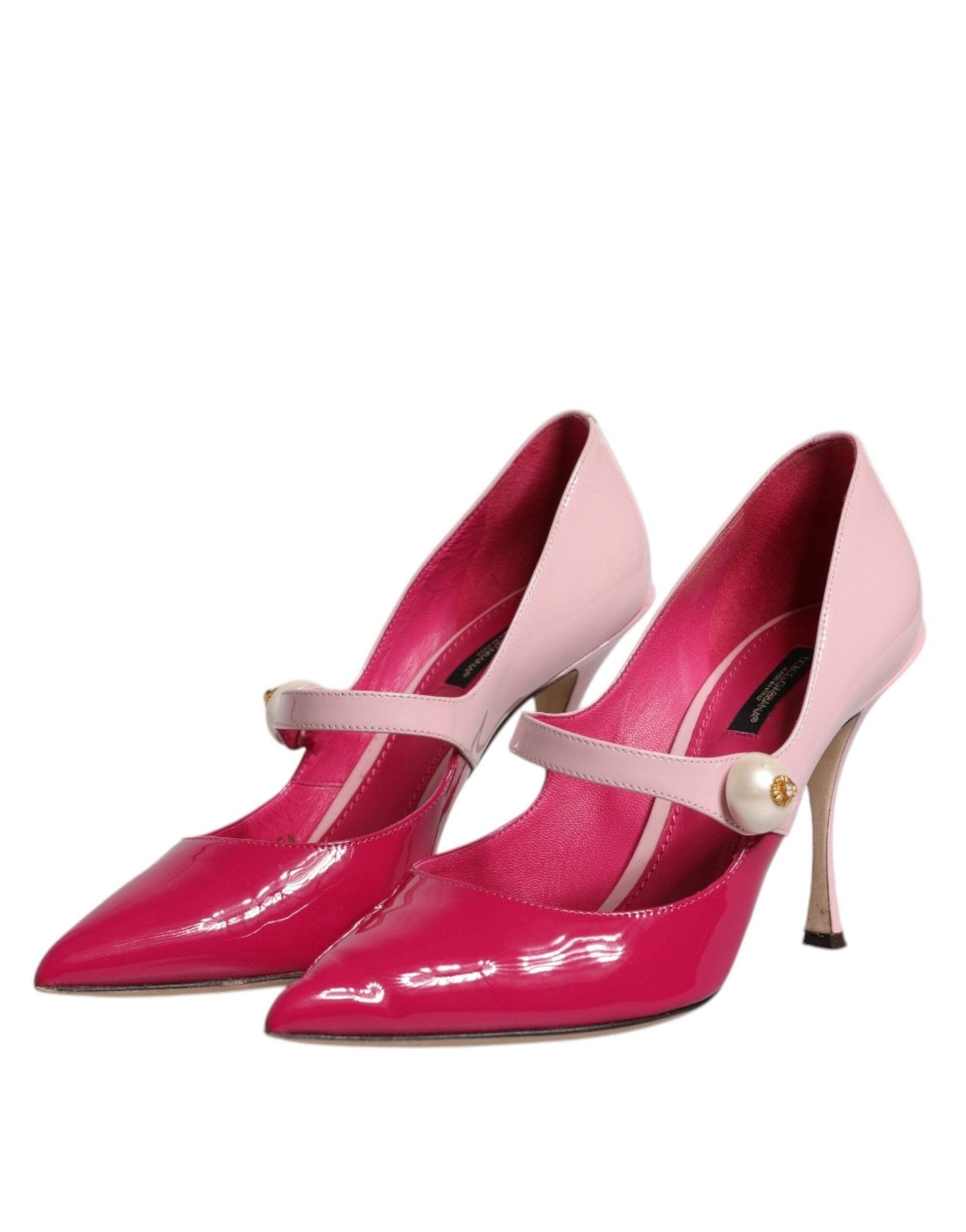 Dolce & Gabbana Two Tone Pink Leather Mary Jane Heels Pumps Shoes - SMARTMARTNZ