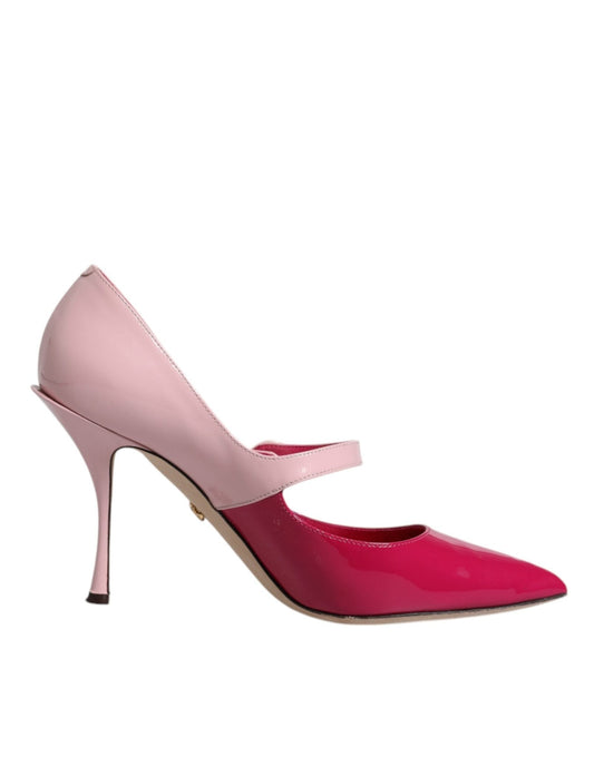 Dolce & Gabbana Two Tone Pink Leather Mary Jane Heels Pumps Shoes - SMARTMARTNZ