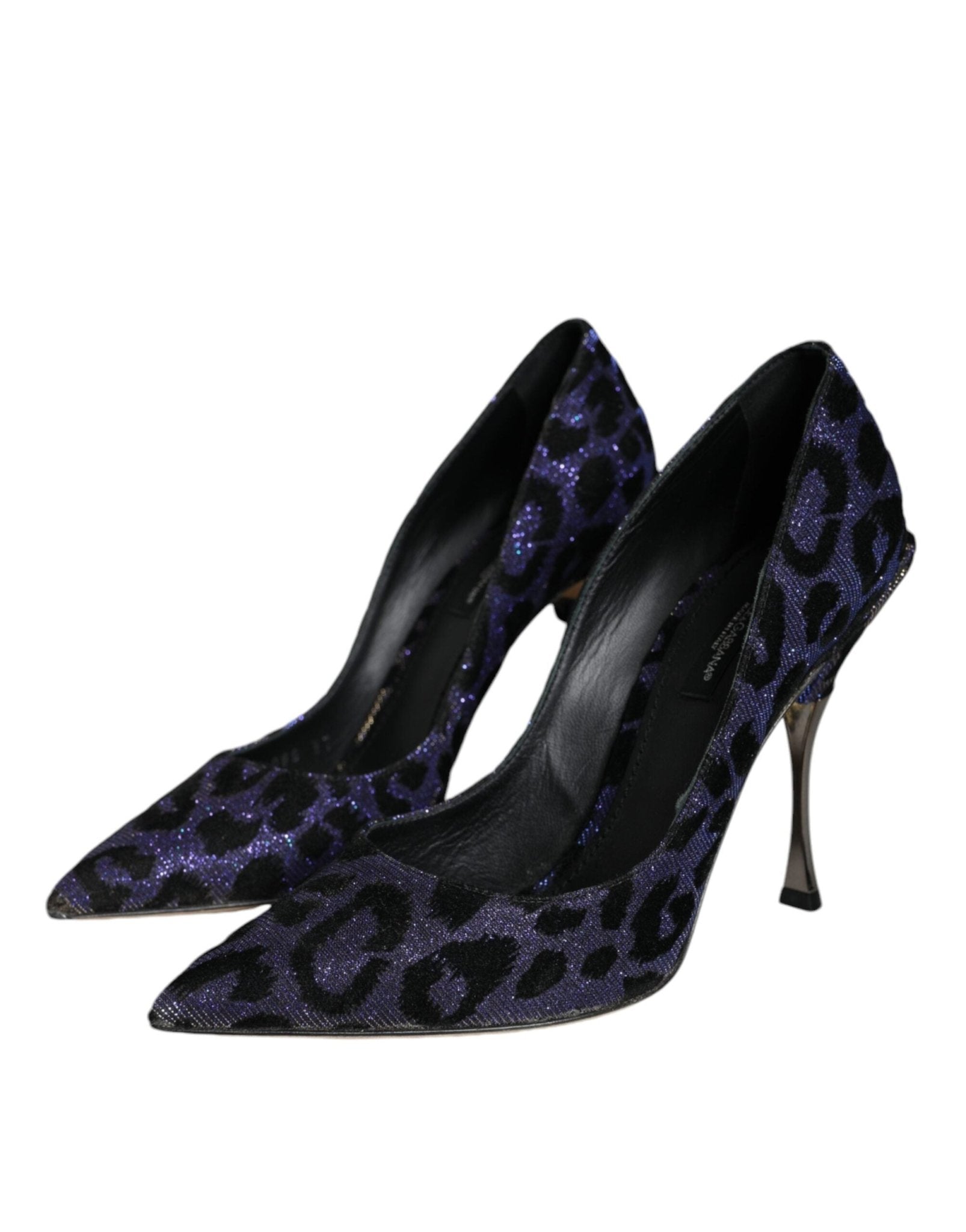 Dolce & Gabbana Violet Leopard Lurex High Heels Pumps Shoes - SMARTMARTNZ