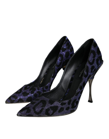 Dolce & Gabbana Violet Leopard Lurex High Heels Pumps Shoes - SMARTMARTNZ