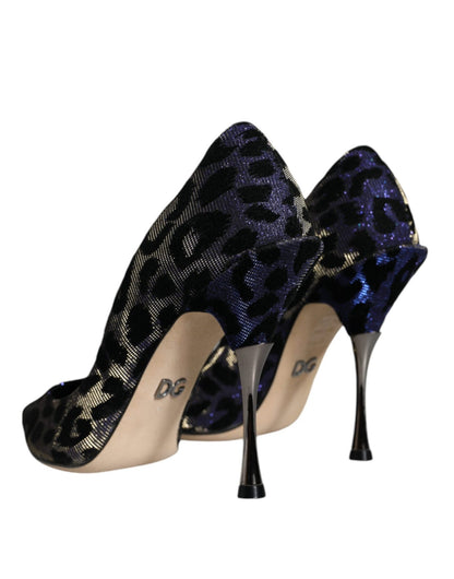 Dolce & Gabbana Violet Leopard Lurex High Heels Pumps Shoes - SMARTMARTNZ