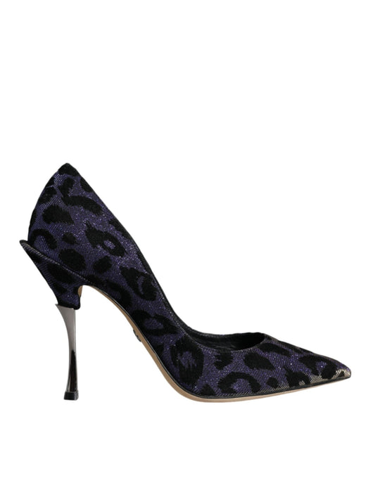 Dolce & Gabbana Violet Leopard Lurex High Heels Pumps Shoes - SMARTMARTNZ