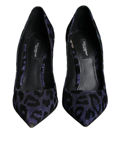 Dolce & Gabbana Violet Leopard Lurex High Heels Pumps Shoes - SMARTMARTNZ