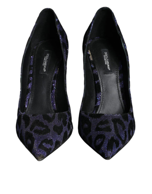 Dolce & Gabbana Violet Leopard Lurex High Heels Pumps Shoes - SMARTMARTNZ