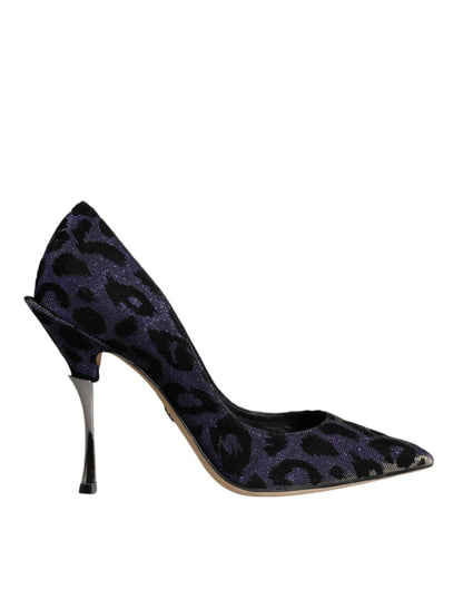 Dolce & Gabbana Violet Leopard Lurex High Heels Pumps Shoes - SMARTMARTNZ