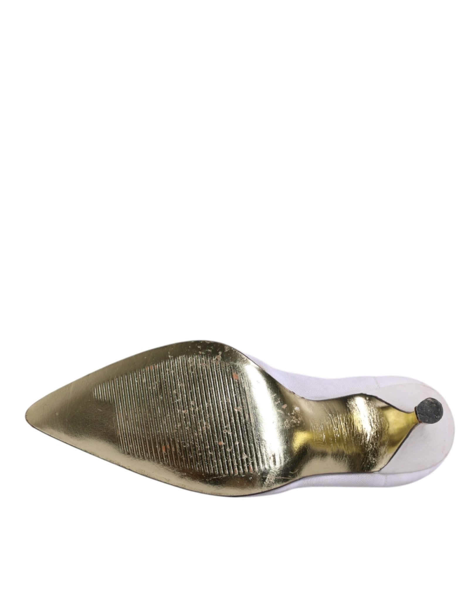 Dolce & Gabbana White Beige Leather High Heels Pumps Shoes - SMARTMARTNZ