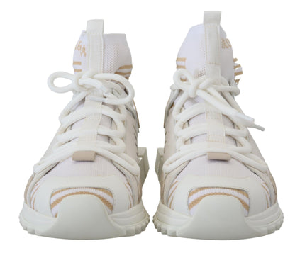 Dolce & Gabbana White Beige Sorrento Sneakers Shoes - SMARTMARTNZ
