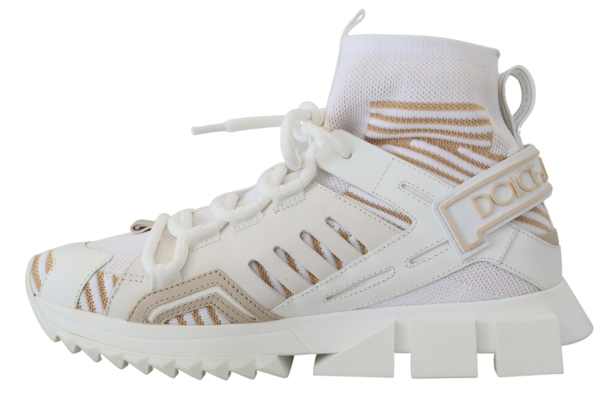 Dolce & Gabbana White Beige Sorrento Sneakers Shoes - SMARTMARTNZ