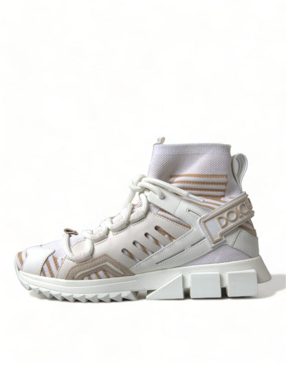 Dolce & Gabbana White Beige Sorrento Socks Sneakers Shoes - SMARTMARTNZ