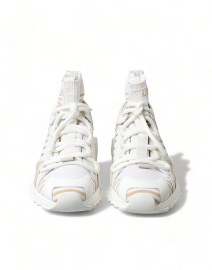 Dolce & Gabbana White Beige Sorrento Socks Sneakers Shoes - SMARTMARTNZ