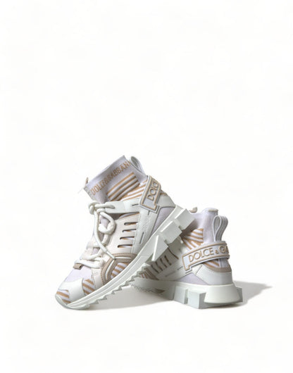 Dolce & Gabbana White Beige Sorrento Socks Sneakers Shoes - SMARTMARTNZ