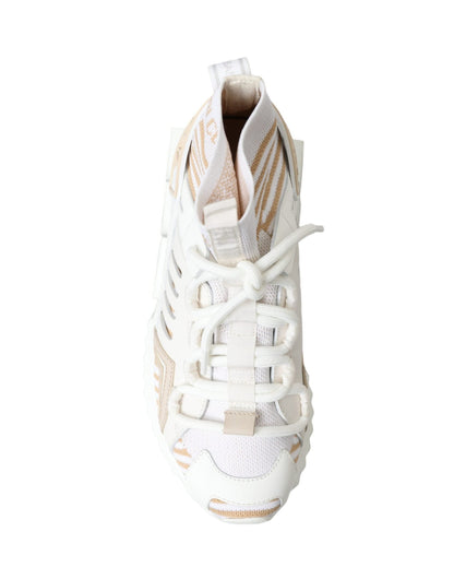 Dolce & Gabbana White Beige Sorrento Socks Sneakers Shoes - SMARTMARTNZ