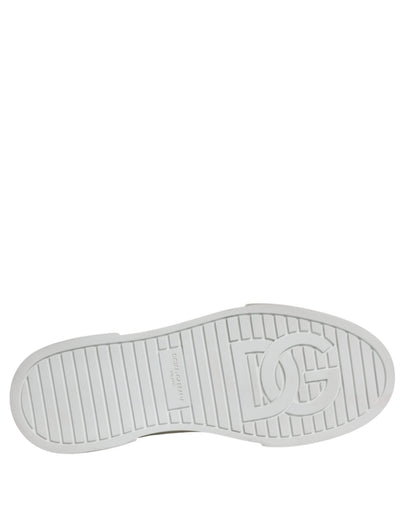 Dolce & Gabbana White Black Cotton High Top Sneakers Shoes - SMARTMARTNZ