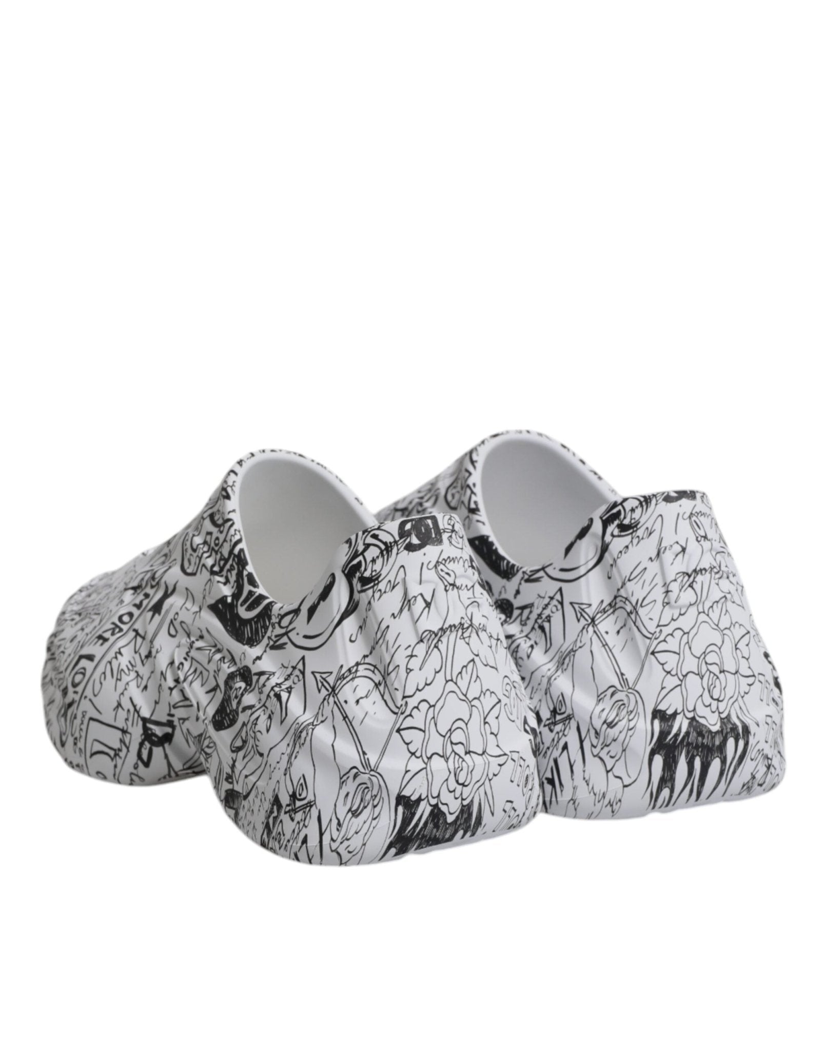 Dolce & Gabbana White Black Graffiti Daymaster Sneakers Shoes - SMARTMARTNZ