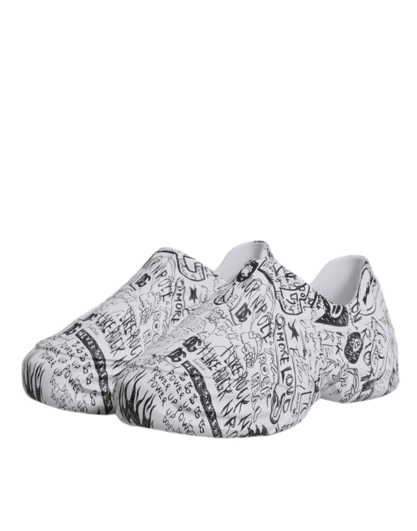 Dolce & Gabbana White Black Graffiti Daymaster Sneakers Shoes - SMARTMARTNZ