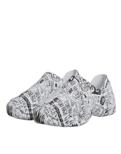 Dolce & Gabbana White Black Graffiti Daymaster Sneakers Shoes - SMARTMARTNZ