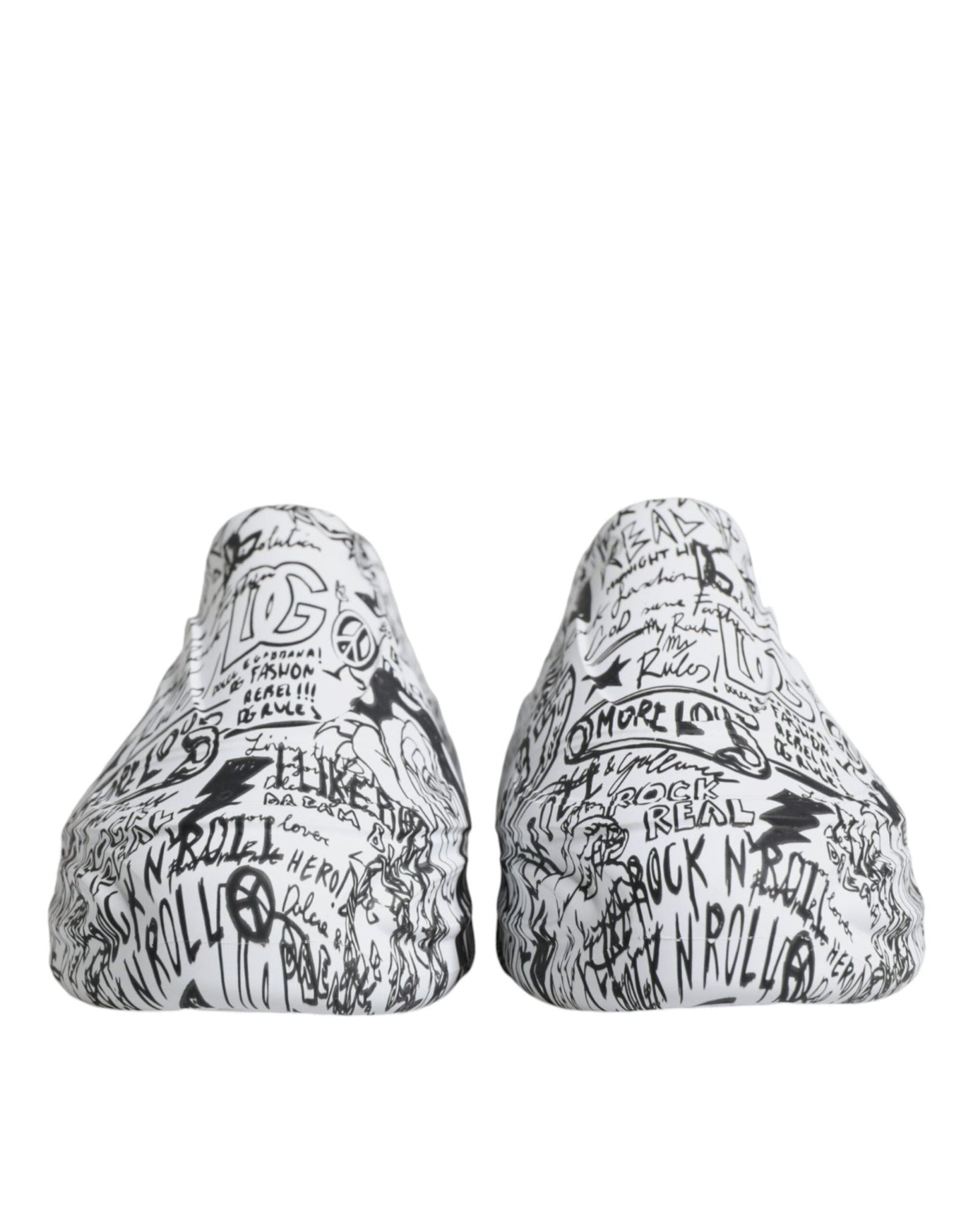 Dolce & Gabbana White Black Graffiti Daymaster Sneakers Shoes - SMARTMARTNZ