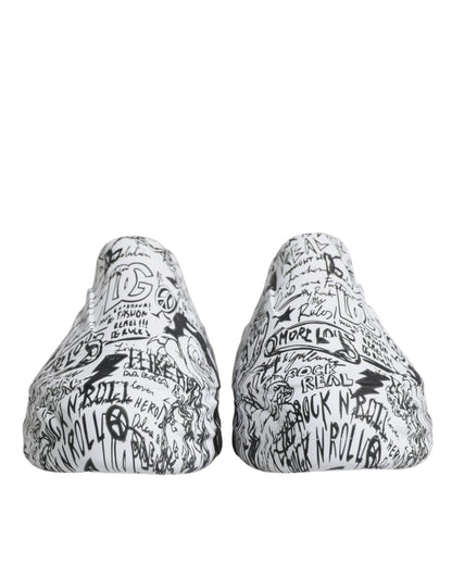 Dolce & Gabbana White Black Graffiti Daymaster Sneakers Shoes - SMARTMARTNZ