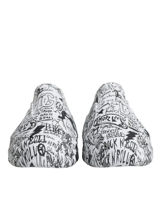 Dolce & Gabbana White Black Graffiti Daymaster Sneakers Shoes - SMARTMARTNZ