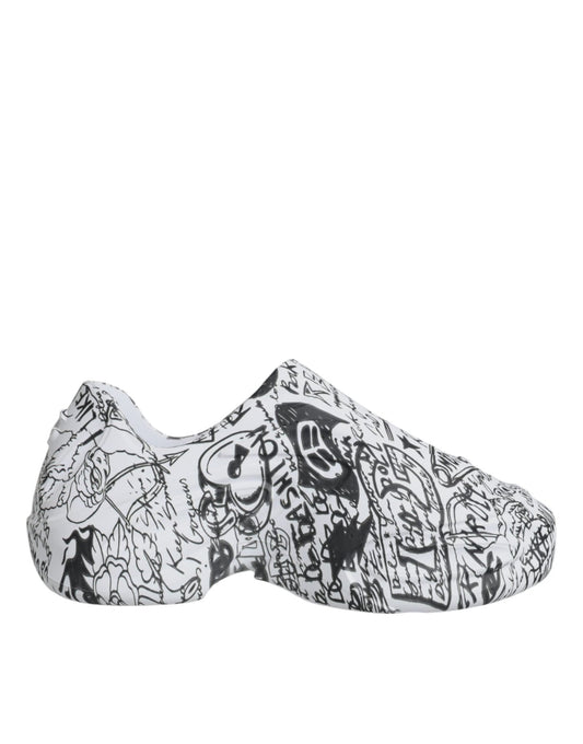 Dolce & Gabbana White Black Graffiti Daymaster Sneakers Shoes - SMARTMARTNZ
