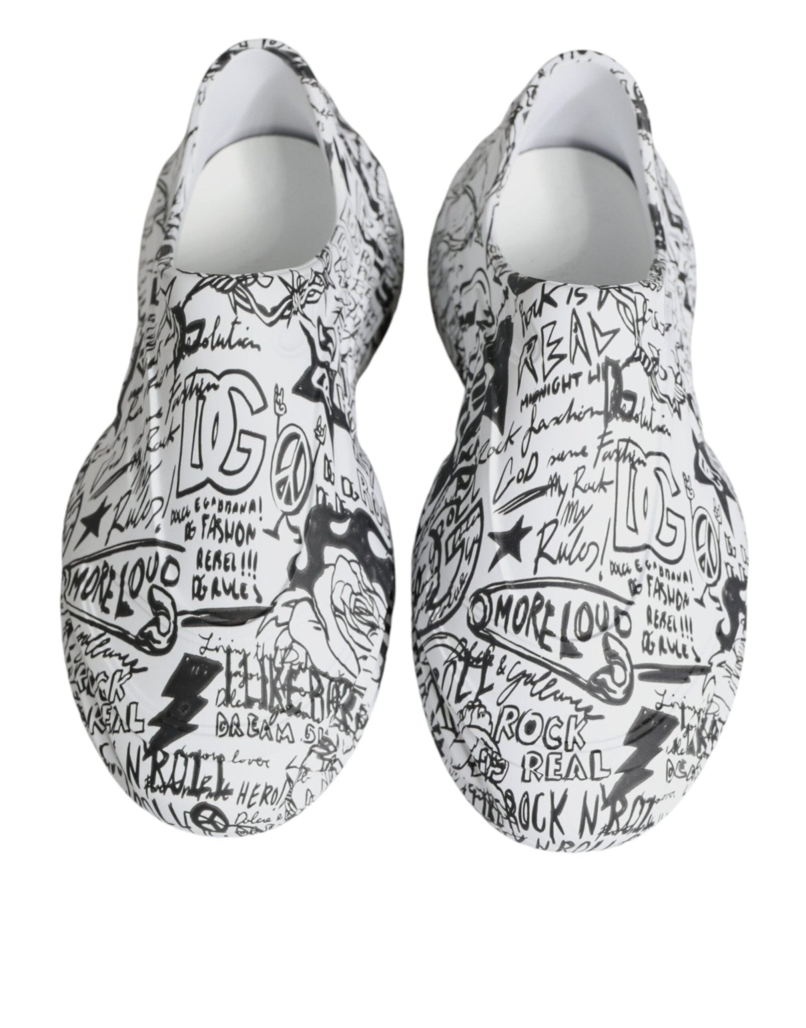 Dolce & Gabbana White Black Graffiti Daymaster Sneakers Shoes - SMARTMARTNZ