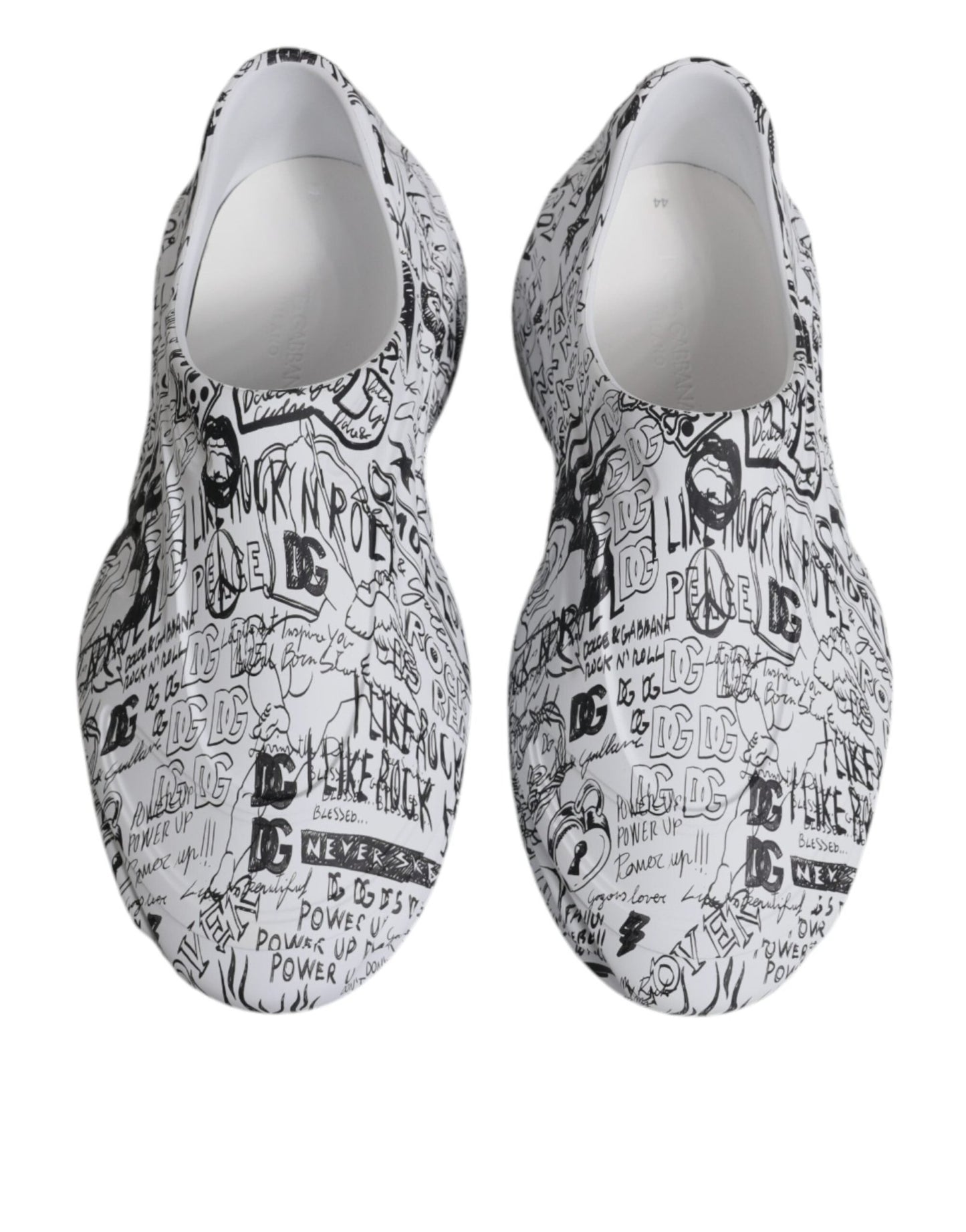 Dolce & Gabbana White Black Graffiti Daymaster Sneakers Shoes - SMARTMARTNZ