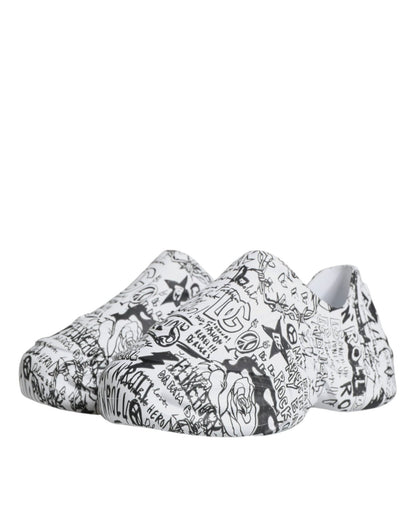 Dolce & Gabbana White Black Graffiti Daymaster Sneakers Shoes - SMARTMARTNZ