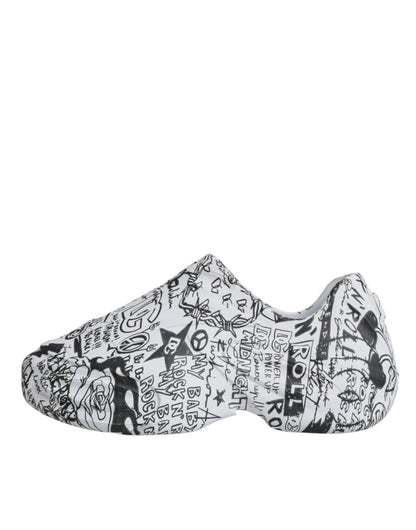 Dolce & Gabbana White Black Graffiti Daymaster Sneakers Shoes - SMARTMARTNZ
