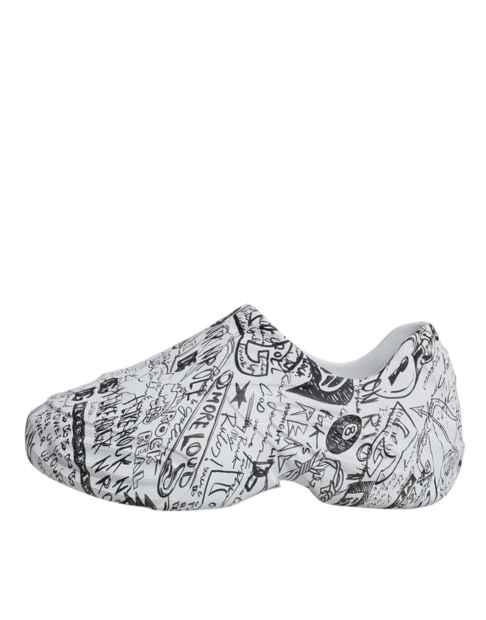 Dolce & Gabbana White Black Graffiti Daymaster Sneakers Shoes - SMARTMARTNZ