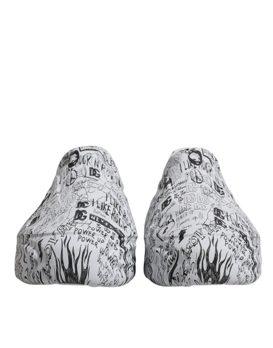Dolce & Gabbana White Black Graffiti Daymaster Sneakers Shoes - SMARTMARTNZ