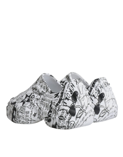 Dolce & Gabbana White Black Graffiti Daymaster Sneakers Shoes - SMARTMARTNZ