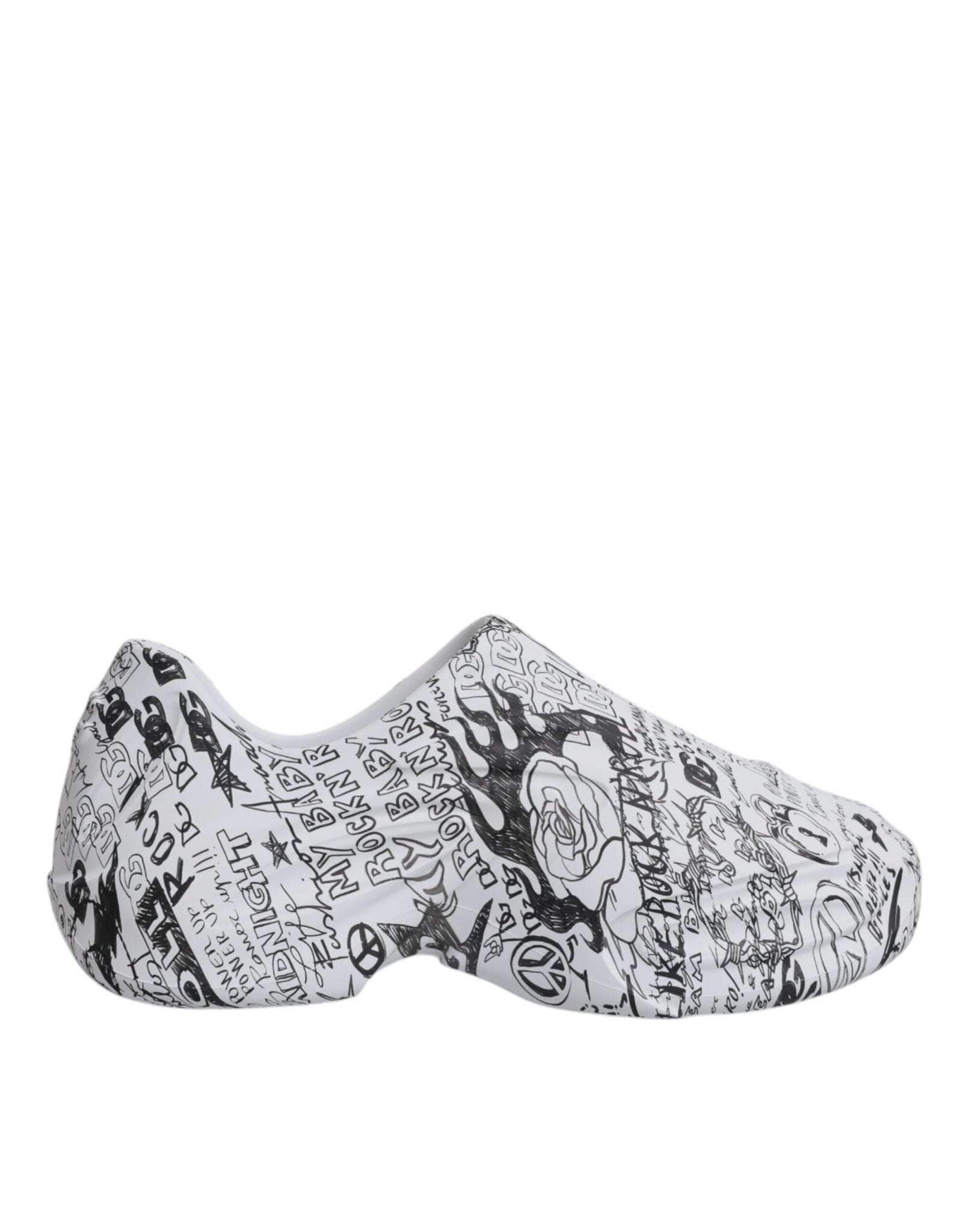 Dolce & Gabbana White Black Graffiti Daymaster Sneakers Shoes - SMARTMARTNZ