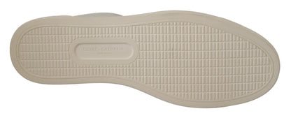 Dolce & Gabbana White Black Leather Low Shoes Sneakers - SMARTMARTNZ