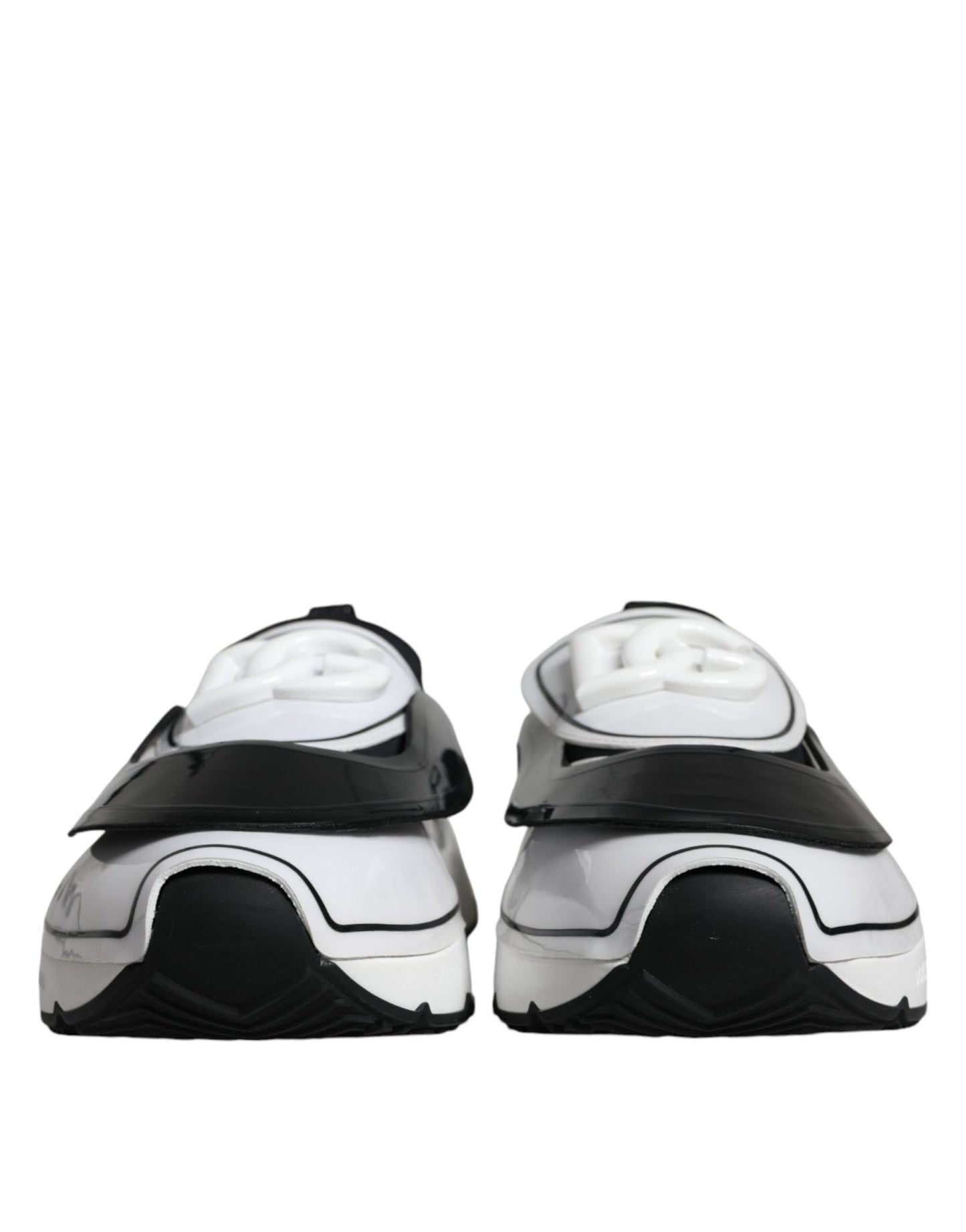 Dolce & Gabbana White Black Logo Plaque Daymaster Sneakers Shoes - SMARTMARTNZ