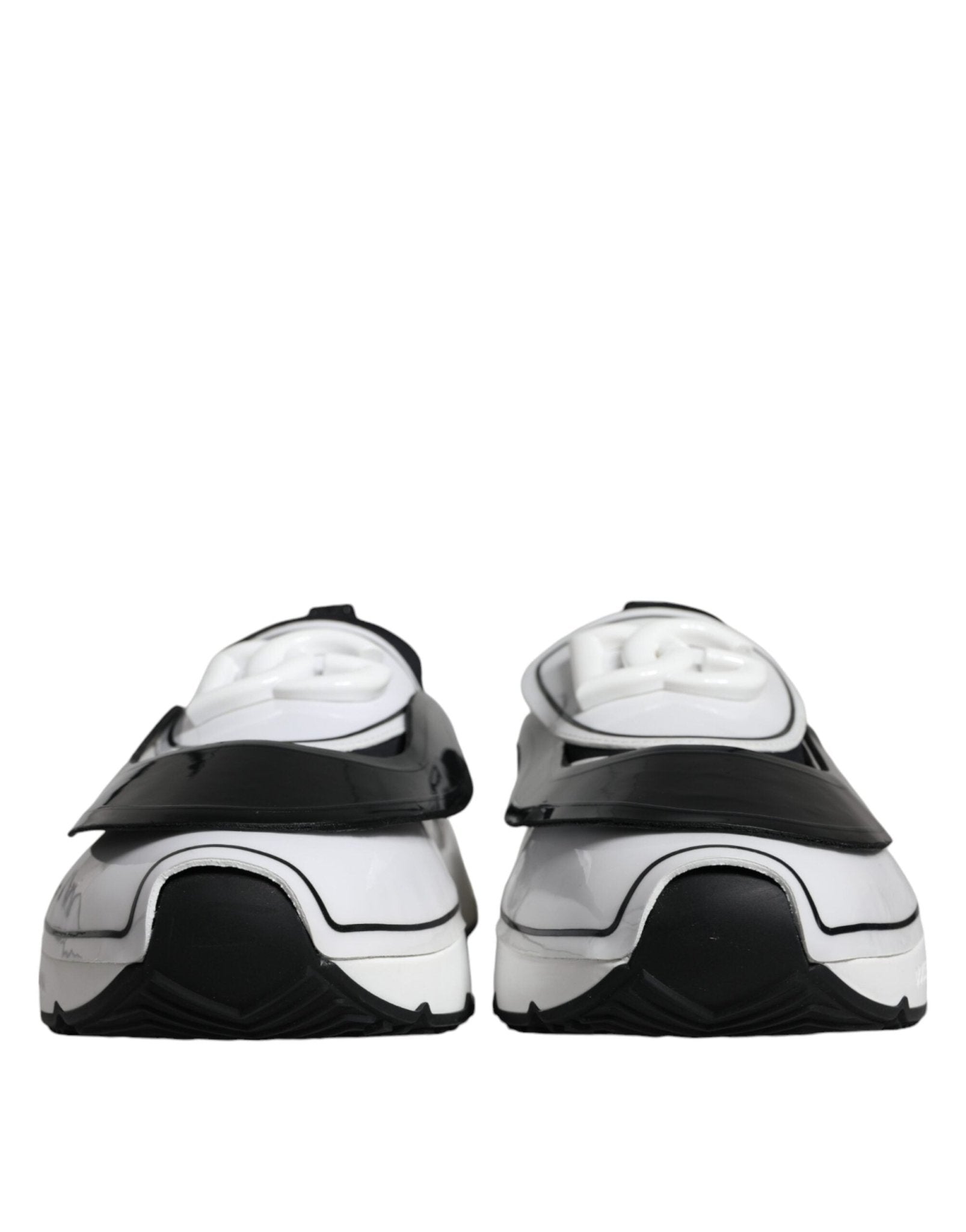Dolce & Gabbana White Black Logo Plaque Daymaster Sneakers Shoes - SMARTMARTNZ