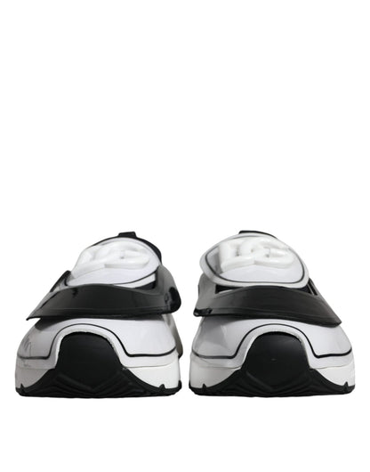 Dolce & Gabbana White Black Logo Plaque Daymaster Sneakers Shoes - SMARTMARTNZ