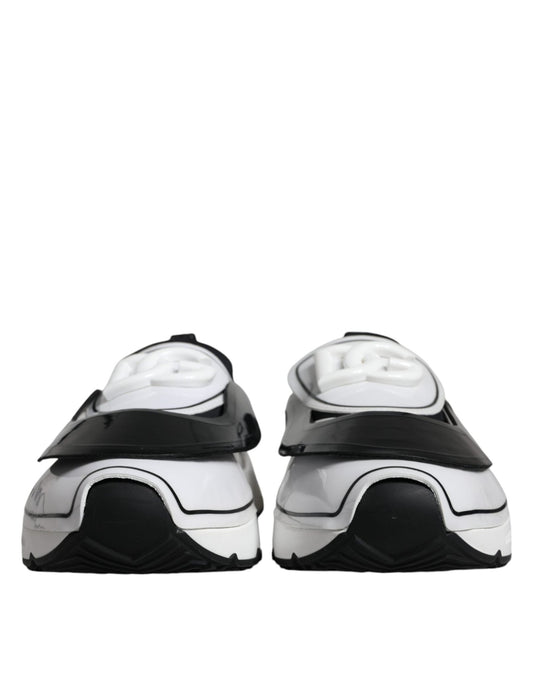 Dolce & Gabbana White Black Logo Plaque Daymaster Sneakers Shoes - SMARTMARTNZ