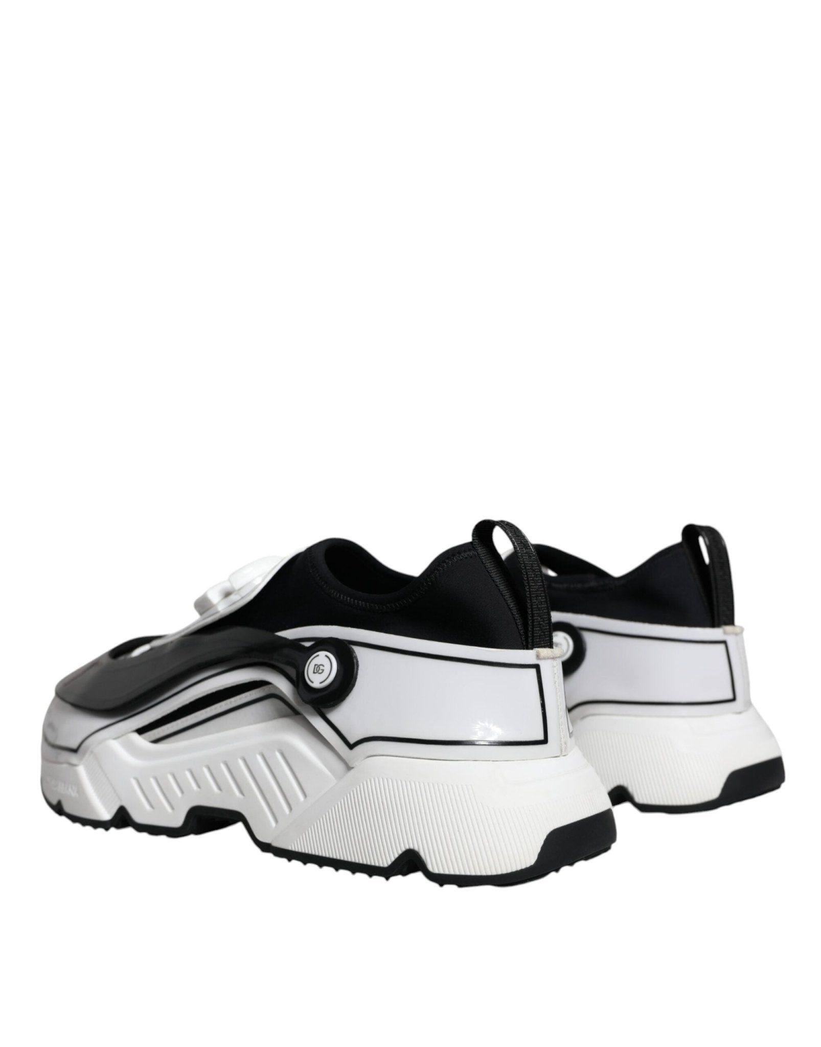 Dolce & Gabbana White Black Logo Plaque Daymaster Sneakers Shoes - SMARTMARTNZ