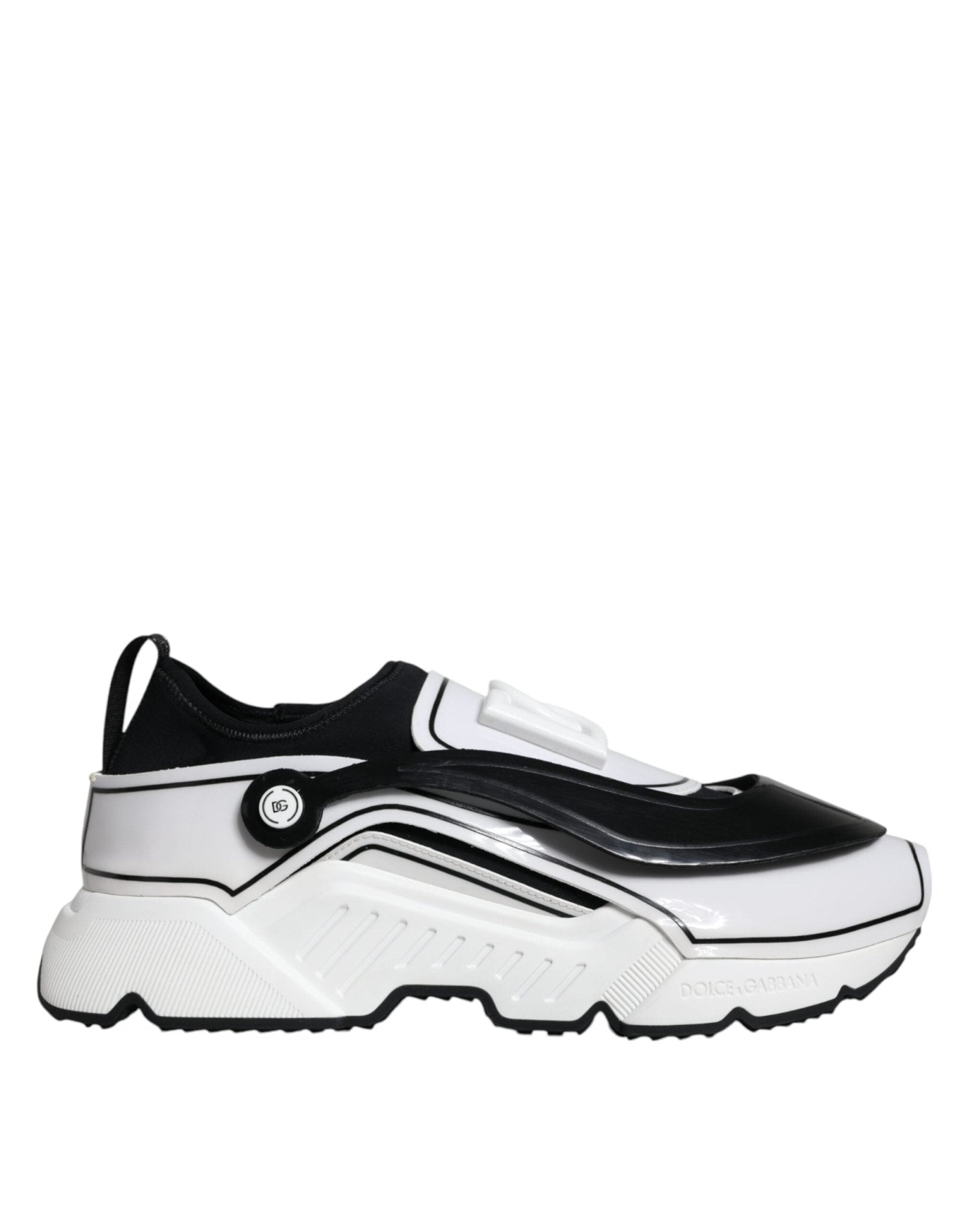 Dolce & Gabbana White Black Logo Plaque Daymaster Sneakers Shoes - SMARTMARTNZ