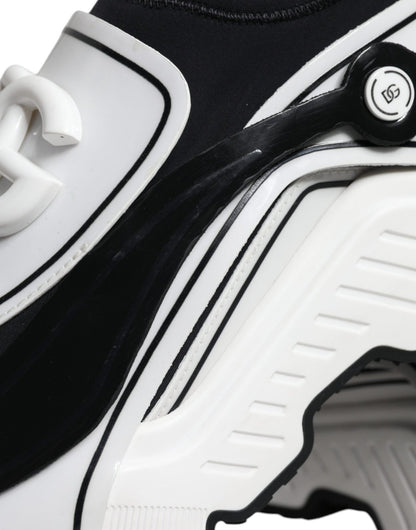 Dolce & Gabbana White Black Logo Plaque Daymaster Sneakers Shoes - SMARTMARTNZ