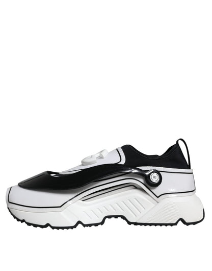 Dolce & Gabbana White Black Logo Plaque Daymaster Sneakers Shoes - SMARTMARTNZ