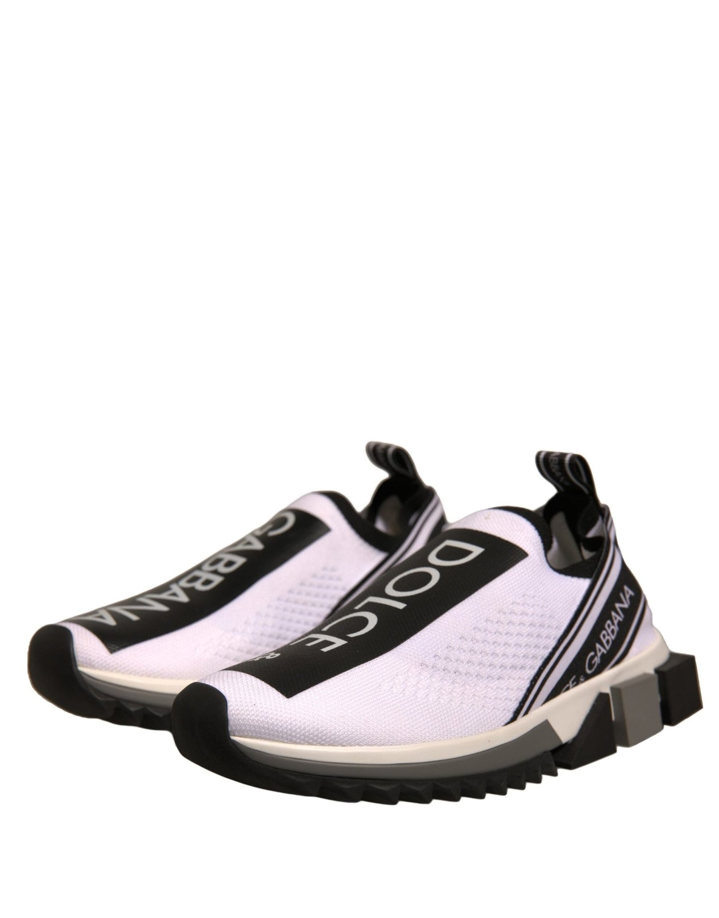 Dolce & Gabbana White Black Slip On Sorrento Sneakers Shoes - SMARTMARTNZ