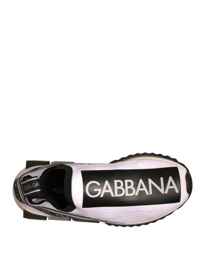 Dolce & Gabbana White Black Slip On Sorrento Sneakers Shoes - SMARTMARTNZ